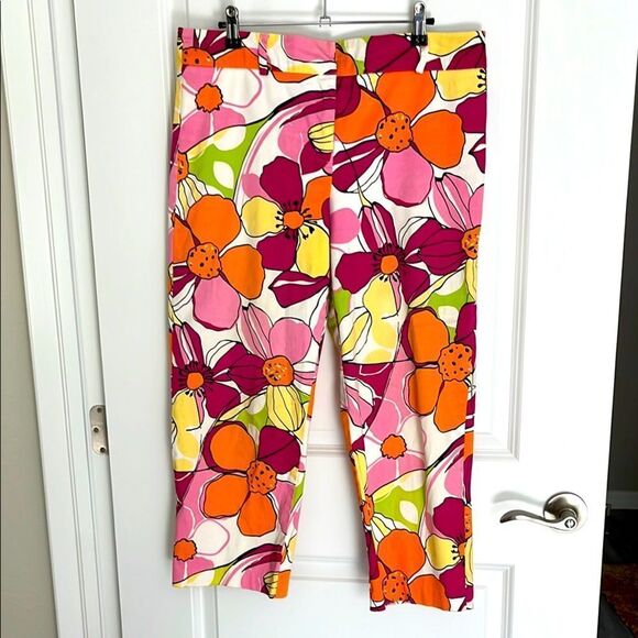 David Paul VTG Bright & Beautiful Floral Pants Sz 10 Cotton /Spandex - Picture 1 of 8